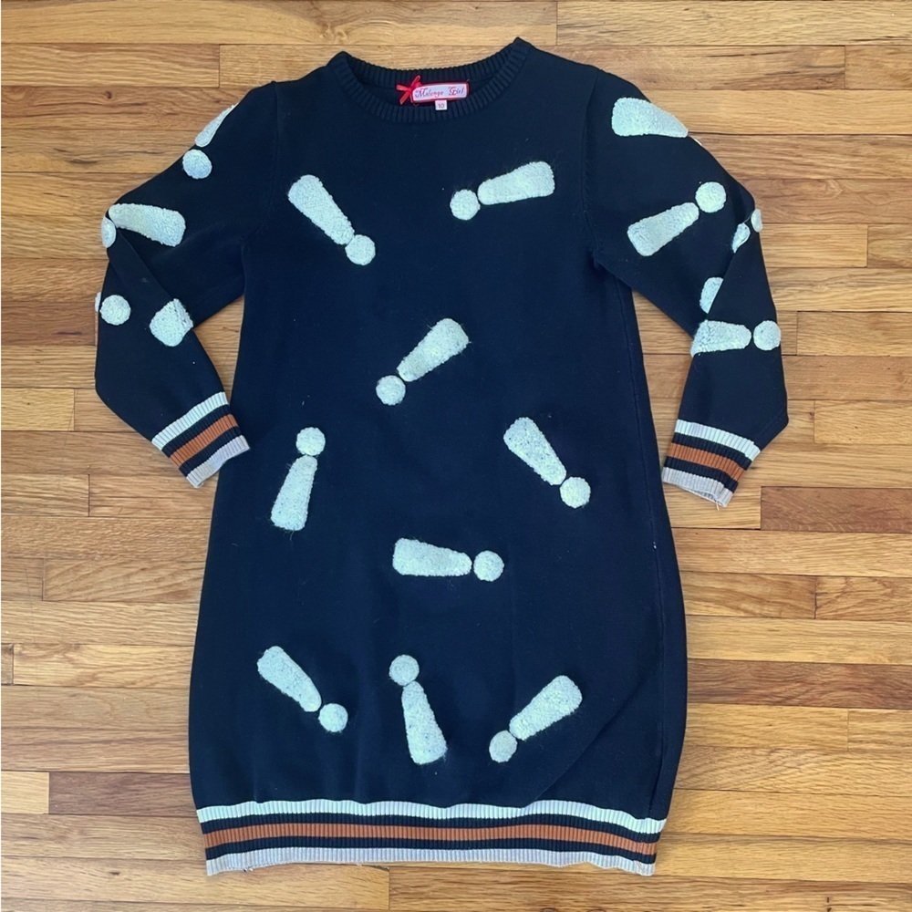 4/$25 Melange Girl by Kidichic Knit Sweater Dress Girls Sz 10 Black Knee Length - Picture 2 of 7